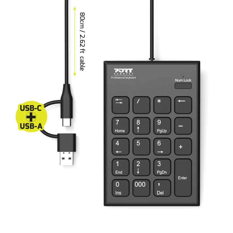 PORT Designs PORT Connect numeronäppäimistö USB-C musta