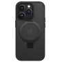 iLike Apple iPhone 15 Kickstand-kuori MagSafe-yhteensopiva musta
