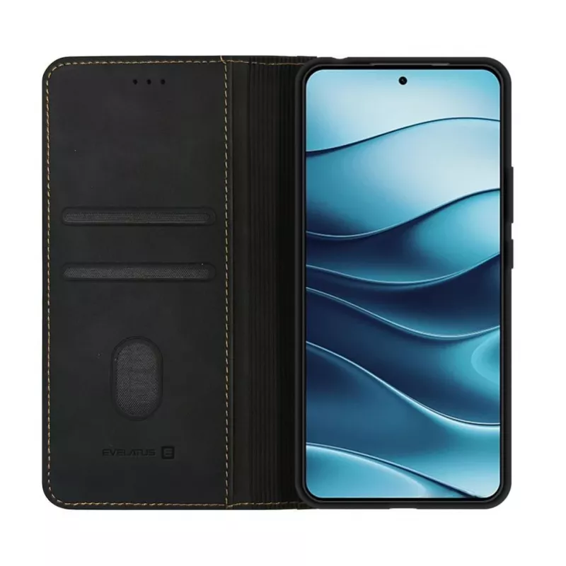 Evelatus Book Case Xiaomi Redmi Note 14 5G - musta