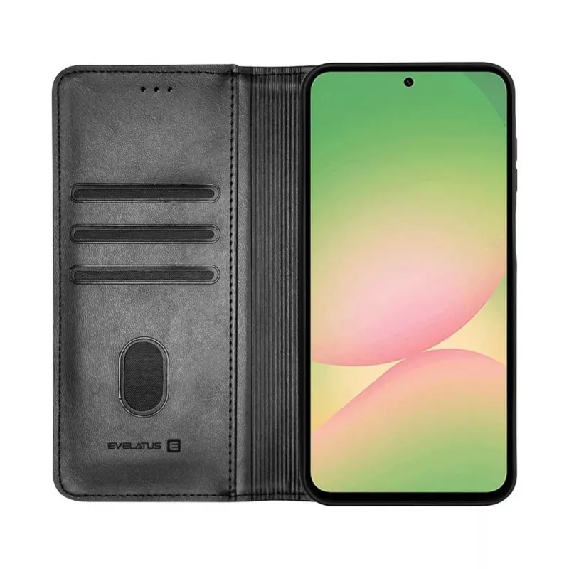 Evelatus Samsung Galaxy A57 kirjakotelo Folio, musta