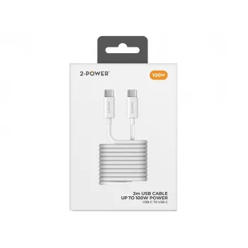 2-POWER 100W USB-C - USB-C kaapeli 2m musta