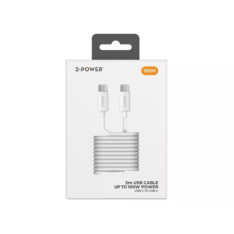 2-POWER 100W USB-C - USB-C kaapeli 2m musta