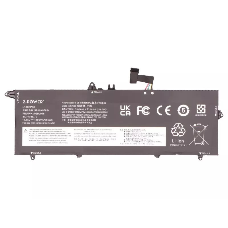 2-Power pääakku Lenovo ThinkPad T490S 20NX - 55 Wh Li-ion