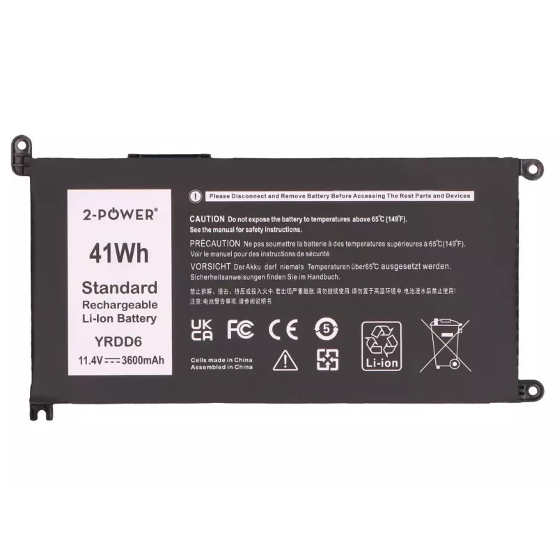 2-Power pääakku Dell Inspiron 3579 - 41 Wh, 11,4 V, 3-kennoinen Li-Ion