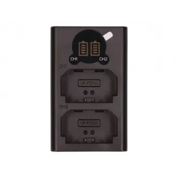 2-Power digikameran USB-kaksoisakkulaturi