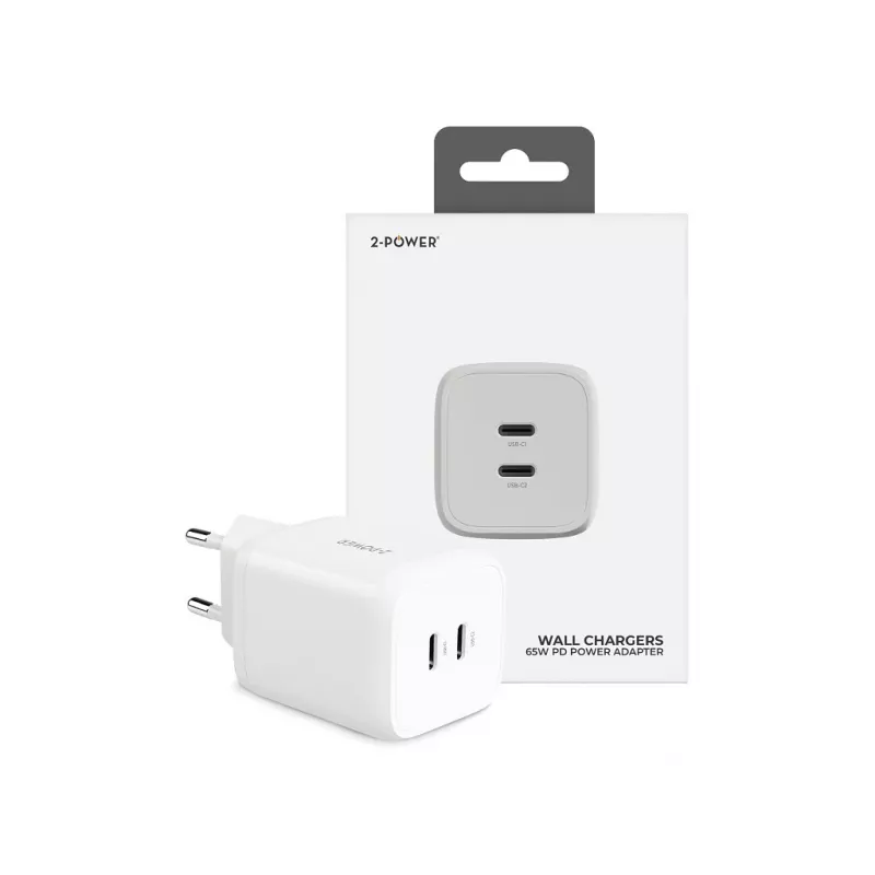 2-Power 65W seinälaturi PD GaN 2 x USB-C