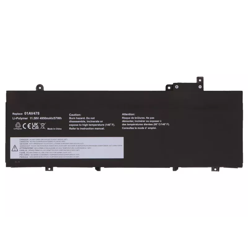 2-Power pääakku Lenovo ThinkPad T480s 20L7 - 44 Wh, 3-kennoinen, Li-Ion, musta