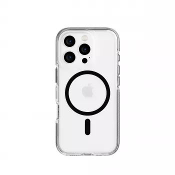 Tech21 EvoCrystal MagSafe -kotelo iPhone 16 Pro musta – kirkas suojaus 15x sotilasstandardin 4,9 m pudotus