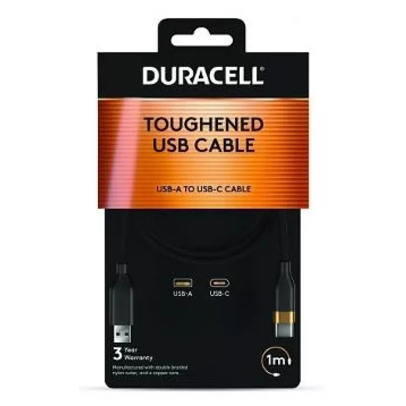 2-Power 1 m USB-A - USB-C -kaapeli - musta