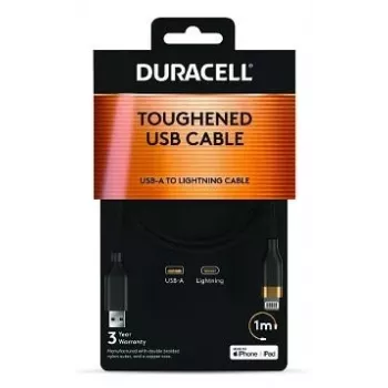 DURACELL 1 m USB-A - Lightning -kaapeli valkoinen MFi-sertifioitu