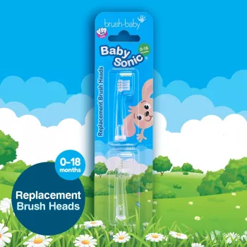 Brush-Baby BabySonic vaihtoharjaspäät 0-18 kk 2 kpl:n pakkaus valkoinen