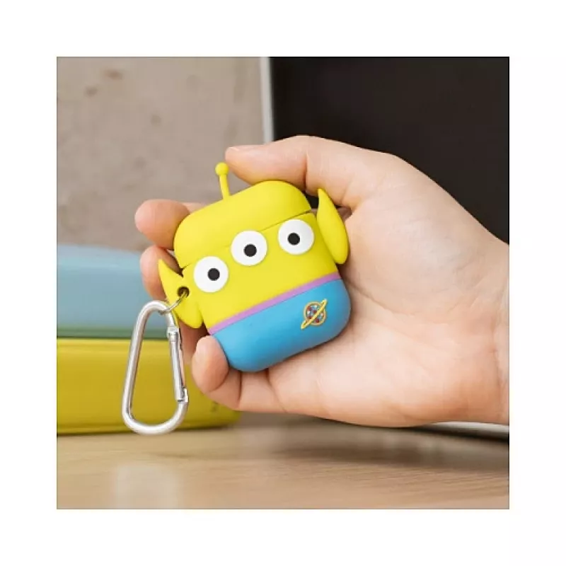 ThumbsUp! PowerSquad 3D silikoninen AirPods-kotelo, Alien, sininen/valkoinen/keltainen