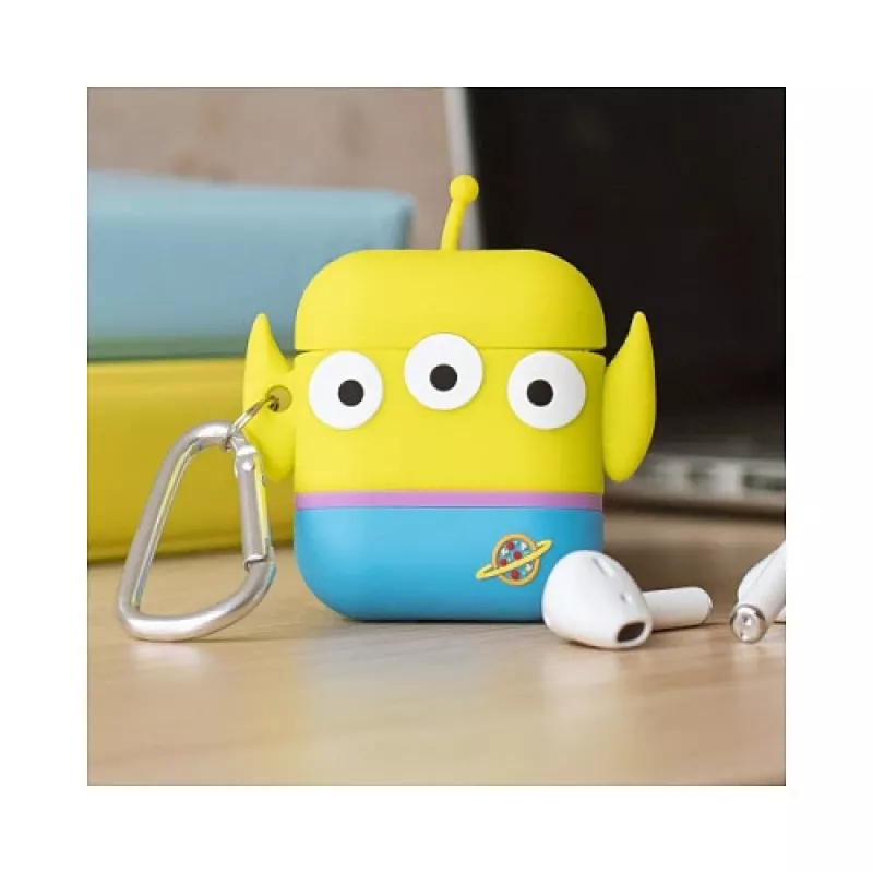 ThumbsUp! PowerSquad 3D silikoninen AirPods-kotelo, Alien, sininen/valkoinen/keltainen