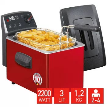 FRITEL TURBO SF -rasvakeitin 3L 2200W musta/punainen/harmaa