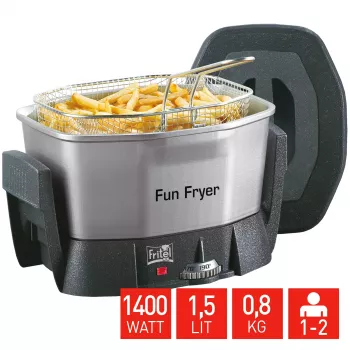 FRITEL Starter -rasvakeitin 1,5L 1400W musta/harmaa/hopea