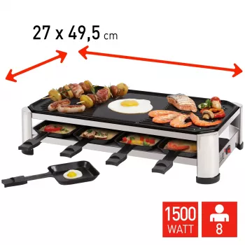 FRITEL RG 2170 raclette-grilli ruostumaton teräs kromi/musta 1200 W 8 henkilölle