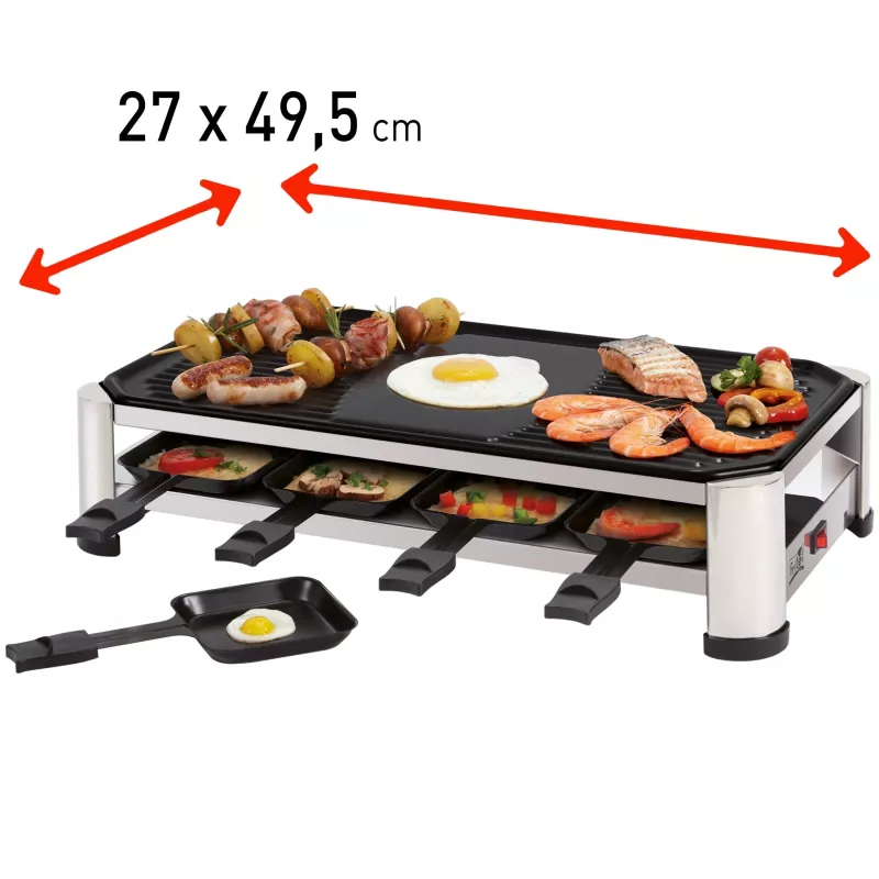 FRITEL RG 2170 raclette-grilli ruostumaton teräs kromi/musta 1200 W 8 henkilölle
