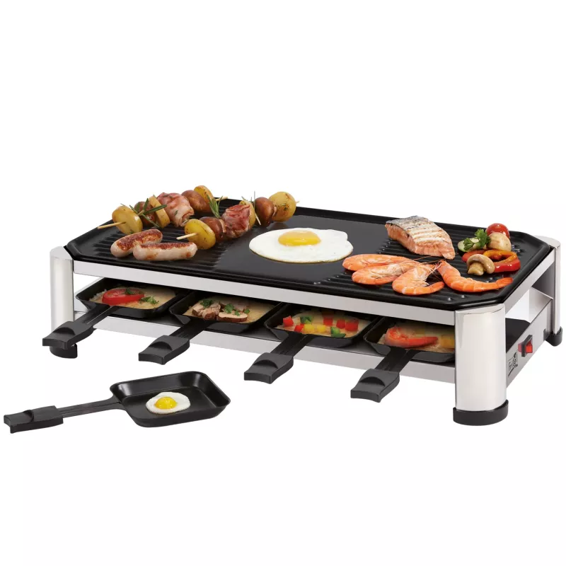 FRITEL RG 2170 raclette-grilli ruostumaton teräs kromi/musta 1200 W 8 henkilölle