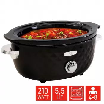 FRITEL Family Slow Cooker 5.5 litraa 210W musta/kromi