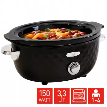 FRITEL Family Slow Cooker 3,3L 150W musta/kromi