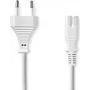 Nedis virtakaapeli - euro-pistoke IEC-320-C7, 3,00 m, suora, litteä, PVC, valkoinen