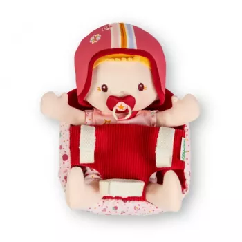 Lilliputiens Lena-nukke pyöränistuimessa pehmolelun ja kypärän kanssa 18 kk+