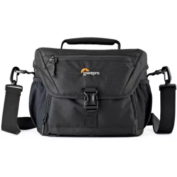 Lowepro Nova 180 AW II olkalaukku DSLR/peilittömälle kameralle objektiivin kanssa, musta
