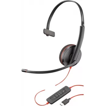 Poly Blackwire C3210 USB-C - 3200-sarja - johdollinen on-ear yksikanavainen kuulokemikrofoni kohinaa vaimentavalla mikrofonilla - musta