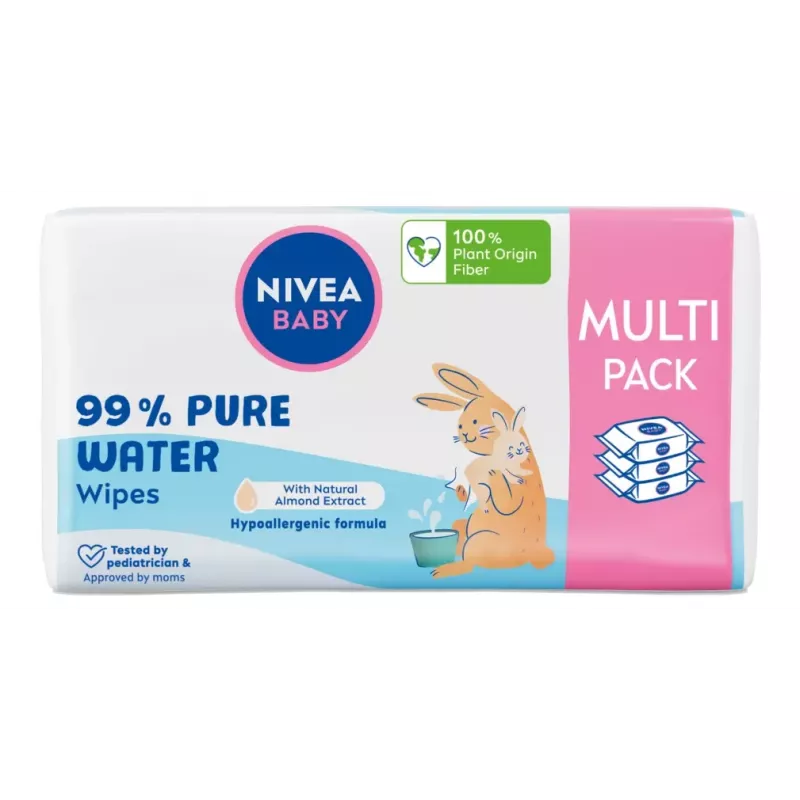 NIVEA Baby Pure Water kosteuspyyhkeet 3x57