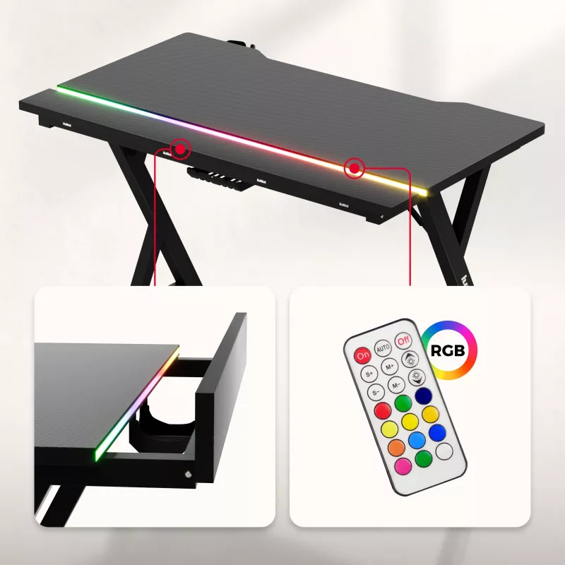 Huzaro Hero 2.4 RGB musta pelipöytä