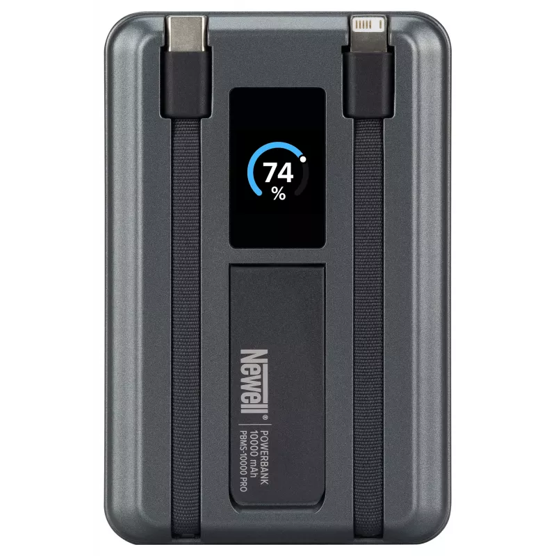 Powerbank Newell MS-10000 Pro MagSafe 10000 mAh Lightning, USB-C - harmaa