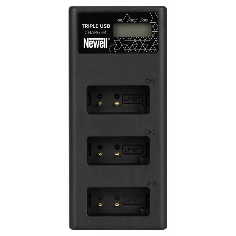 Newell CD-USB-C kolmikanavainen akkulaturi Canon LP-E17 -akuille
