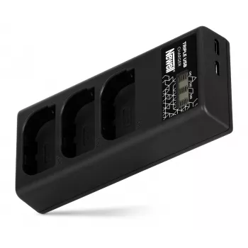 Newell CD-USB-C kolmikanavainen laturi Canon LP-E6 -akuille