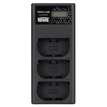 Newell CD-USB-C kolmikanavainen laturi Canon LP-E6 -akuille