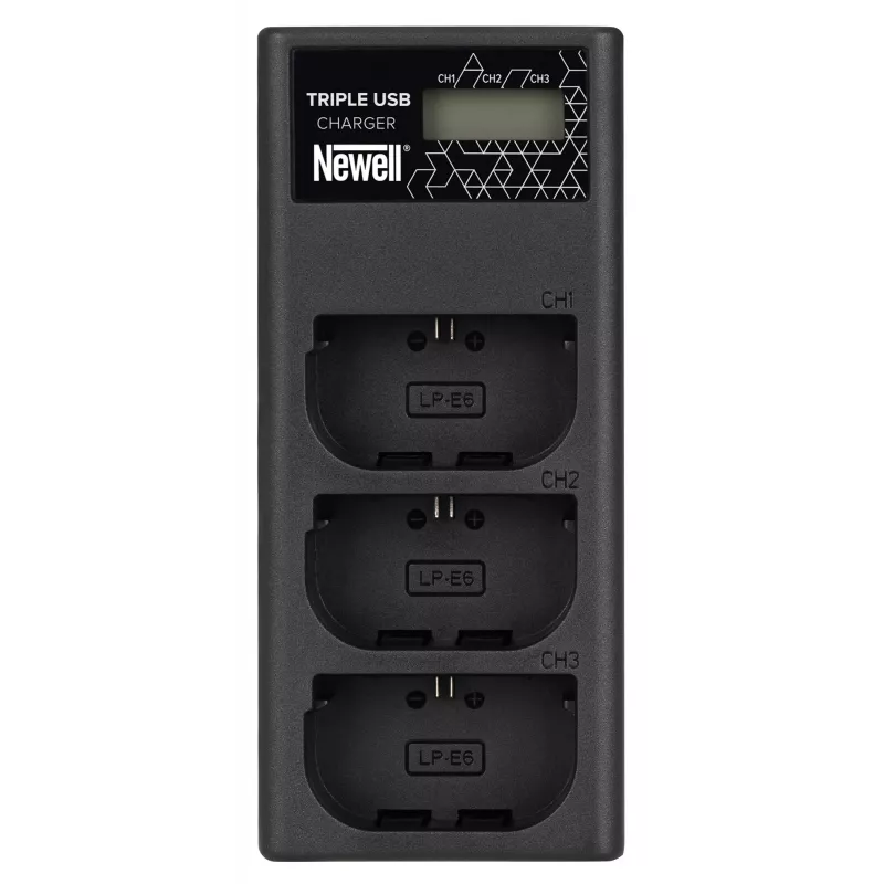 Newell CD-USB-C kolmikanavainen laturi Canon LP-E6 -akuille