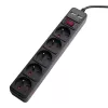 Akyga AK-SP-05U jatkojohto ylijännitesuojalla, 5x CEE 7/5 (tyyppi E), 2x USB-A, 1,8 m, musta