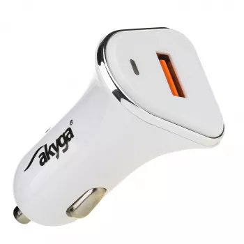 Akyga AK-CH-07 autolaturi 12/24V 18W USB-A Quick Charge 3.0 5-12V / 1.5-3A valkoinen