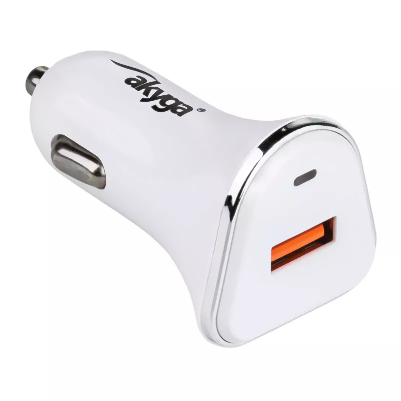 Akyga AK-CH-07 autolaturi 12/24V 18W USB-A Quick Charge 3.0 5-12V / 1.5-3A valkoinen