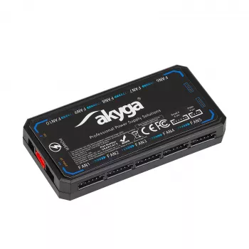 Akyga AK-CA-73 RGB-tuuletinsäädin kaukosäätimellä, 12 liitäntää (10 tuuletinta + 2 LED-nauhaa), Molex-virransyöttö