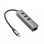 Akyga AK-AD-66 USB-C-keskitin, 3x USB 3.0 ja Gigabit Ethernet, 15 cm, musta