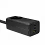 Akyga AK-CH-21 GaN-USB-laturi 65 W, 2 x USB-C + USB-A, pistorasialla, 1,5 m, musta