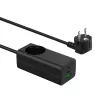 Akyga AK-CH-21 GaN-USB-laturi 65 W, 2 x USB-C + USB-A, pistorasialla, 1,5 m, musta
