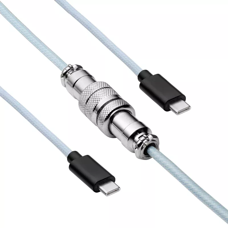 Akyga AK-USB-49 Aviator-spiraalikaapeli USB-C – USB-C GX16-pistokkeella, USB 2.0, 3 m, valkoinen