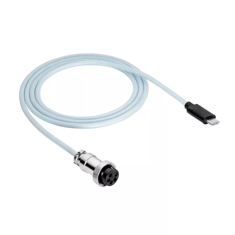 Akyga AK-USB-49 Aviator-spiraalikaapeli USB-C – USB-C GX16-pistokkeella, USB 2.0, 3 m, valkoinen