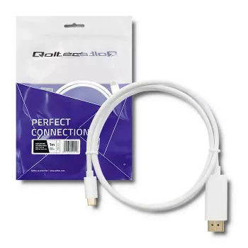Qoltec USB 3.1 Type-C uros - HDMI Type-A uros sovitinkaapeli, 4K, Alternate Mode, 1 m, musta