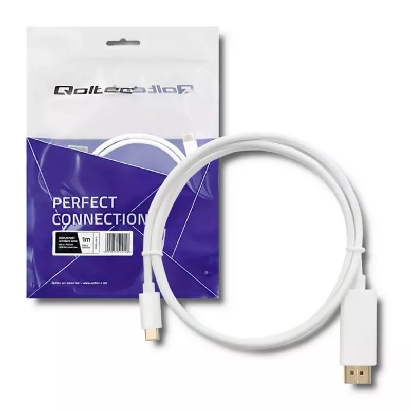 Qoltec USB 3.1 Type-C uros - HDMI Type-A uros sovitinkaapeli, 4K, Alternate Mode, 1 m, musta