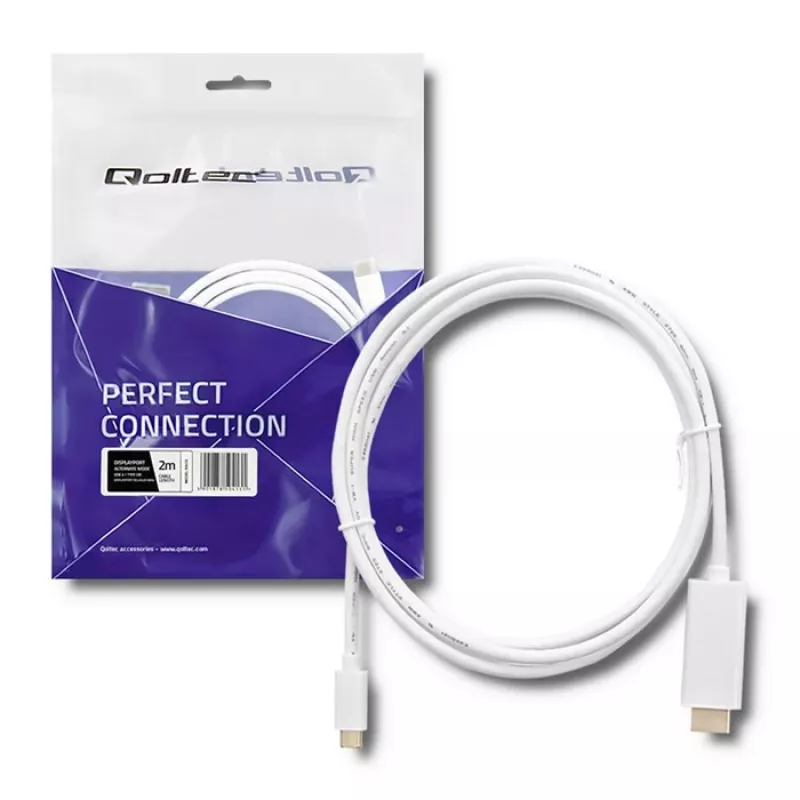 Qoltec USB 3.1 Type-C uros - HDMI A uros kaapeli 2 m 4K 60 Hz