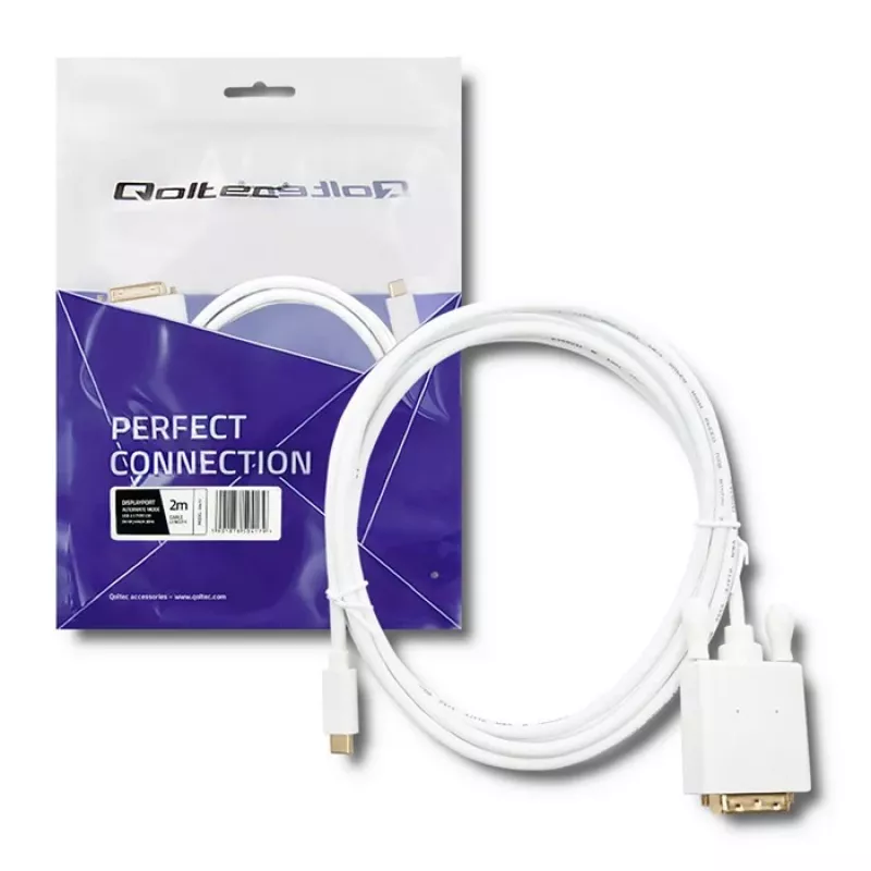 Qoltec USB 3.1 Type-C uros - DVI-D uros sovitinkaapeli 2 m 4K