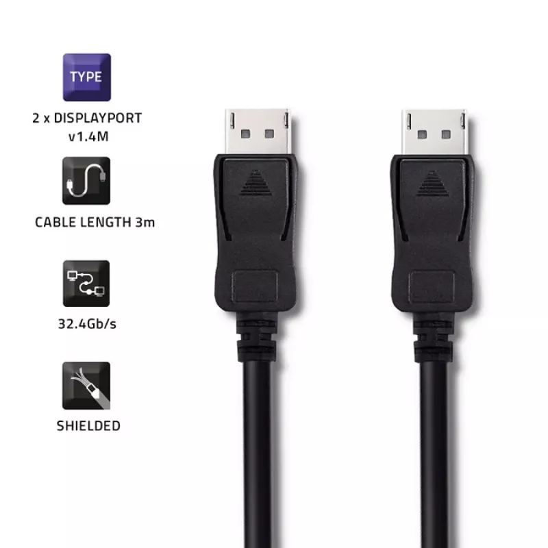 Qoltec DisplayPort 1.4 kaapeli uros-uros 3 m 8K musta