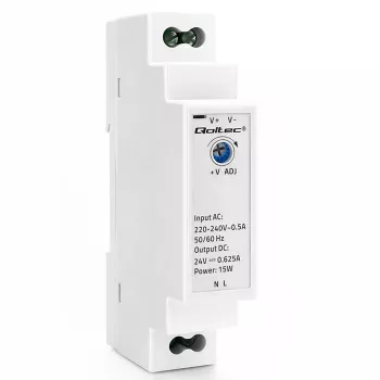 Qoltec DIN-kiskovirtalähde 15W 24V 0.625A harmaa